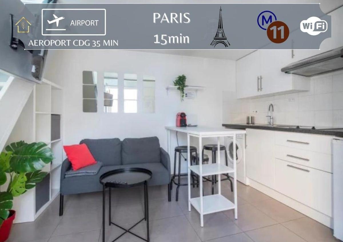 Appartamento Cosy studio avec grande terrasse de 25 m2 Romainville Esterno foto